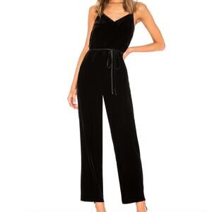 Rag & Bone Jamie Velvet Silk Blend Jumpsuit Strappy Tie Waist Pockets Sz 10